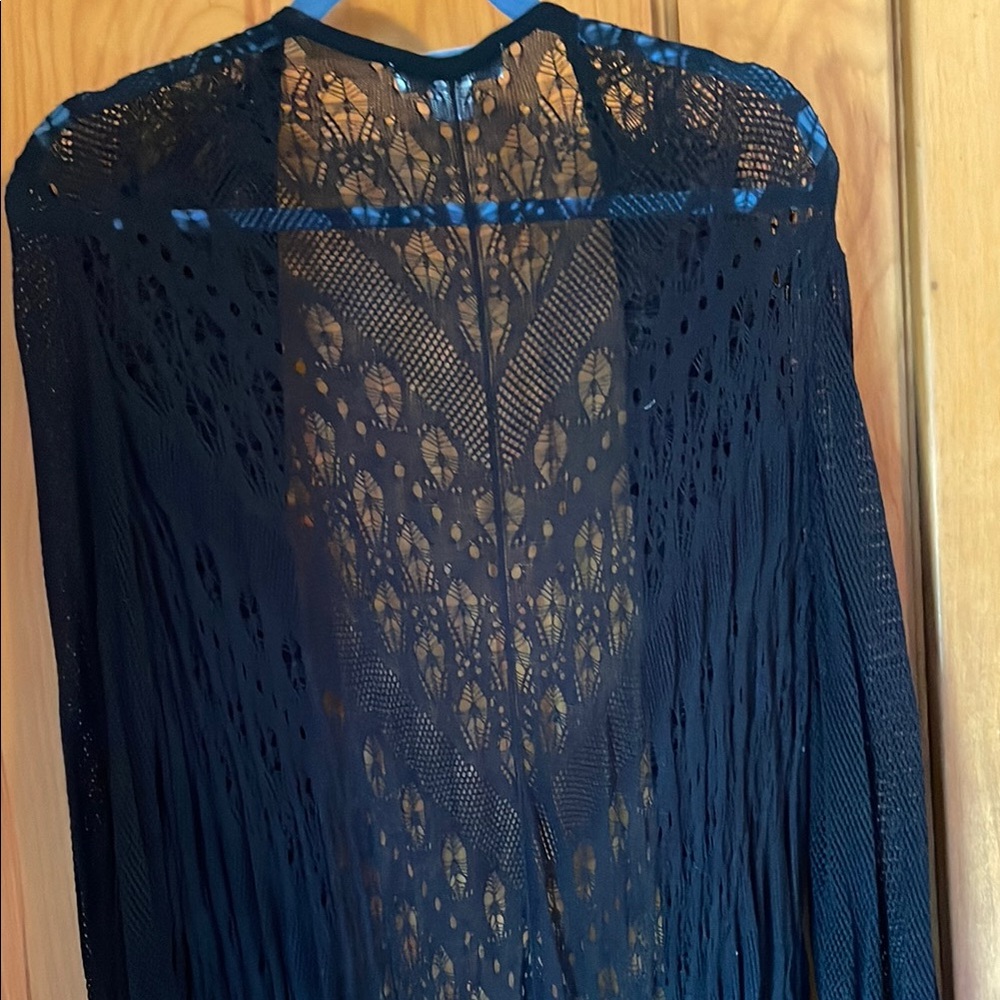 CJ Banks Black Lace Cardigan